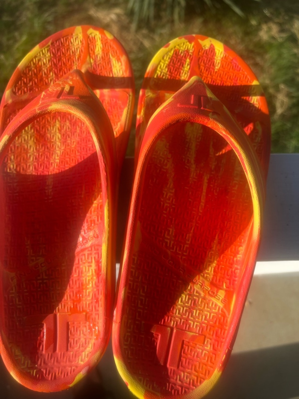 Bright Orange Tie-Dye Slide Sandals - Women's Casual Comfort